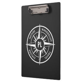Pranchetas emblema de estrela da bússola monograma preto e br