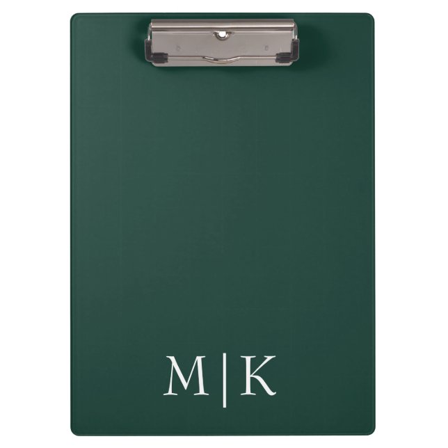Pranchetas Emerald Green e White | Monograma Moderno (Frente)
