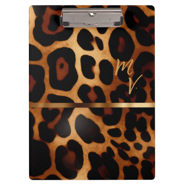 Pranchetas Empresa de impressão Leopard com na moda monograma (Frente)
