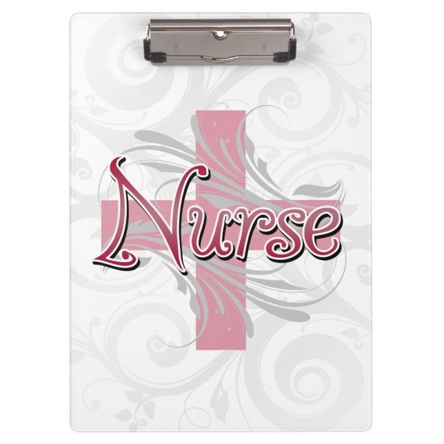 Pranchetas Enfermeira cor-de-rosa da cruz/redemoinho (Frente)