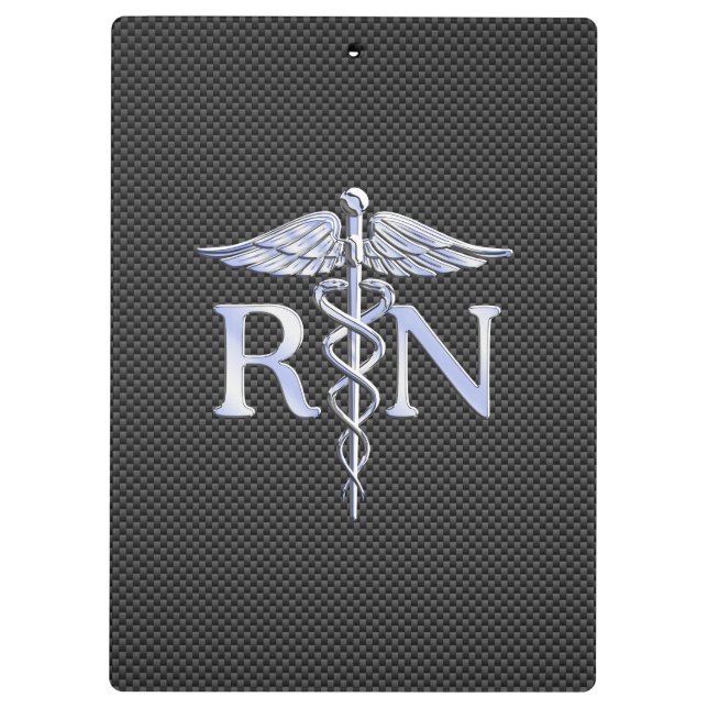 Pranchetas Enfermeiro Registrado RN Caduceus Cobra Carbon (Verso)