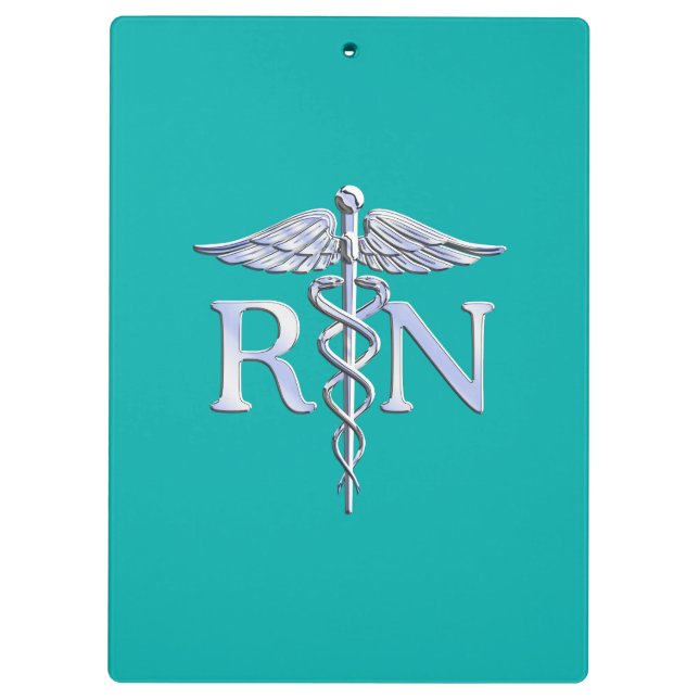 Pranchetas Enfermeiro Registrado RN Caduceus em Turquoise (Verso)