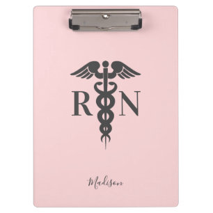 Pranchetas Enfermeiro RN Médico Blush Caduco Rosa Personaliza