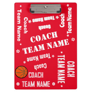 Pranchetas Equipe de treinadores de basquete Red and White Pe
