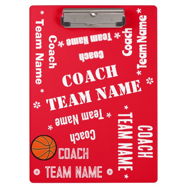 Pranchetas Equipe de treinadores de basquete Red and White Pe (Frente)