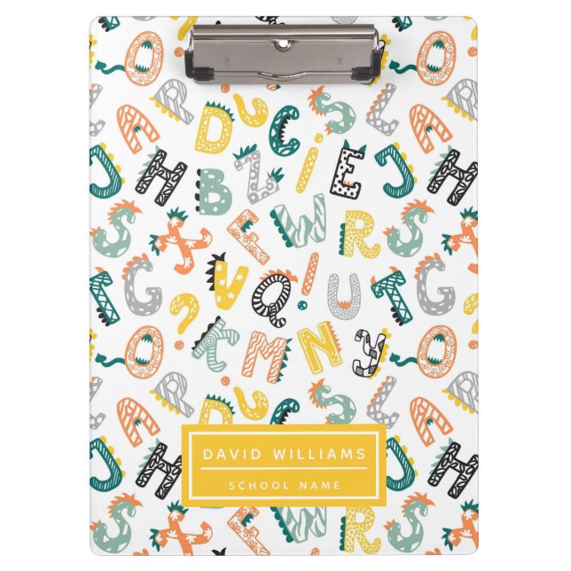 Pranchetas Escola de Padrões para Crianças do Alfabeto Dinoss (Frente)