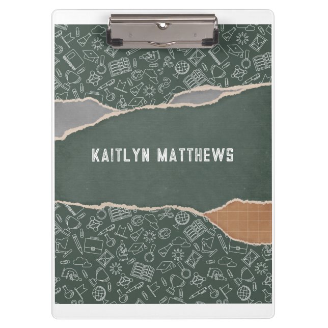 Pranchetas Escola de Papel Torno Verde Castanho Personalizada (Frente)