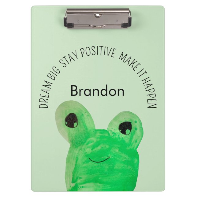 Pranchetas Escolas de citação de sapo Cute Personalizado (Frente)