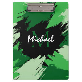 Pranchetas Espessadas de pinceladas com nome verde com monogr