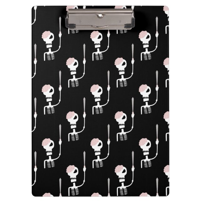 Pranchetas Esqueleto de Halloween com espada (Frente)