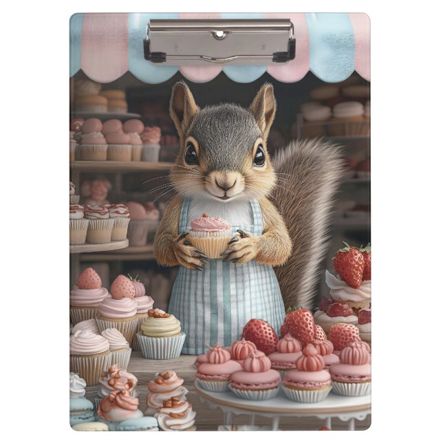 Pranchetas Esquilo Baking com Cupcake (Frente)