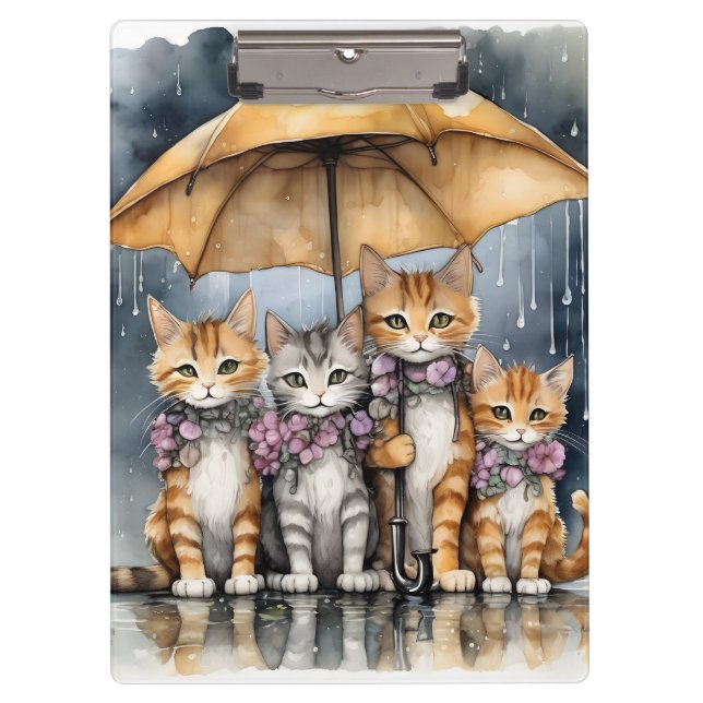 Pranchetas Estava chovendo lá fora, então o gato-mãe chamou h (Frente)