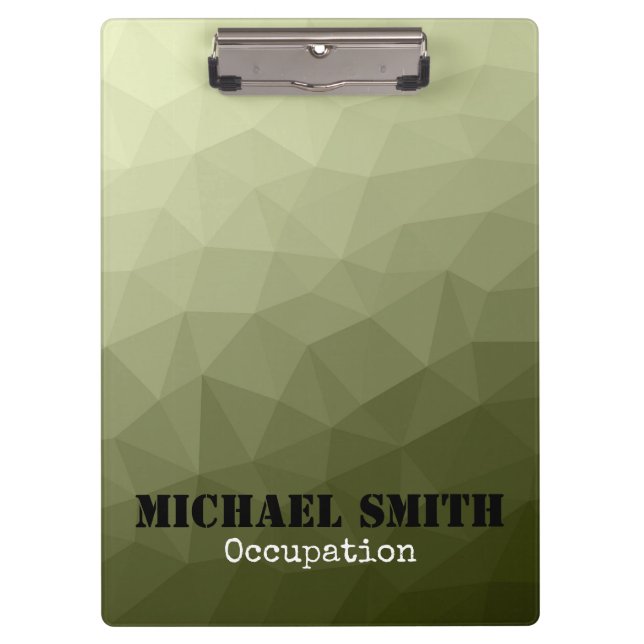 Pranchetas Estilo de malha geométrica verde-clara do exército (Frente)