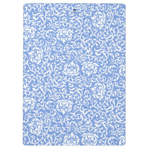 Pranchetas Estilo de Vintage Tudor Damask Floral Azul e Branc