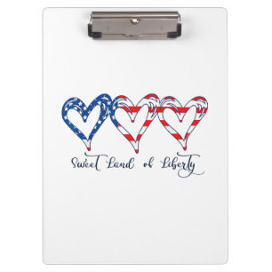 Pranchetas EUA Flag Patriotic Hearts 4 de julho Sweet Land o