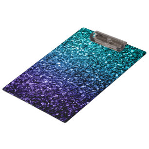 Pranchetas Faíscas de brilho azul-aqua Ombre faux