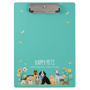 Pranchetas Família de animais de estimação feliz e amável