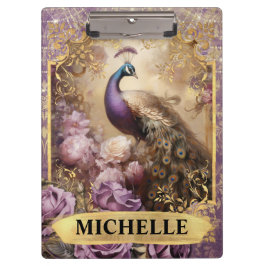 Pranchetas Fantasia Romântica de Peacock e Rosas Roxos