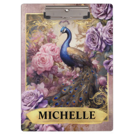 Pranchetas Fantasia Romântica de Peacock e Rosas Roxos