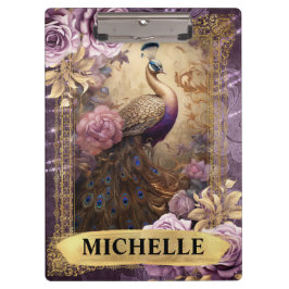 Pranchetas Fantasia Romântica de Peacock e Rosas Roxos