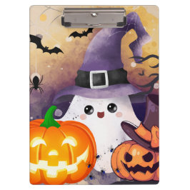Pranchetas Fantasma de Halloween Fofo com Chapéu de Bruxa e A