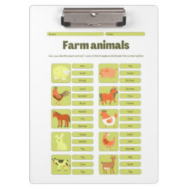 Pranchetas Farm Animals Identification Educational Worksheet