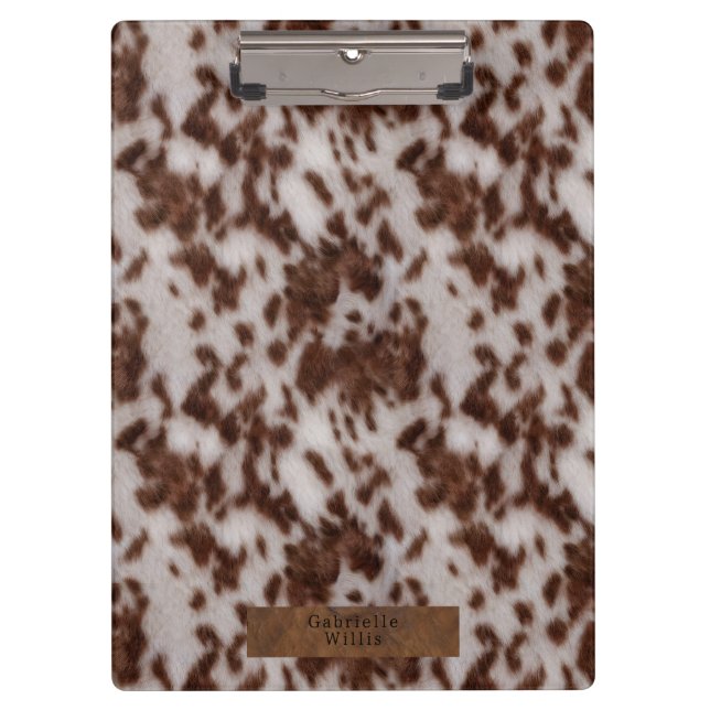 Pranchetas Faux Cowhide & Leather Animal Print Brown (Frente)