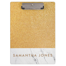 Pranchetas Faux Glitter Dourado mármore branco personalizado
