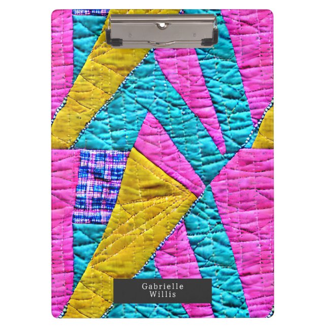 Pranchetas Faux Patchwork Quilt Boho Folk Art Inspirado (Frente)