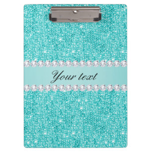Pranchetas Faux Teal Sequins e Diamantes