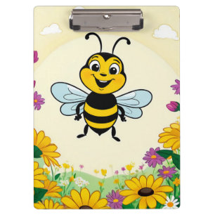 Pranchetas Feliz Abelha Em Flores Coloridas