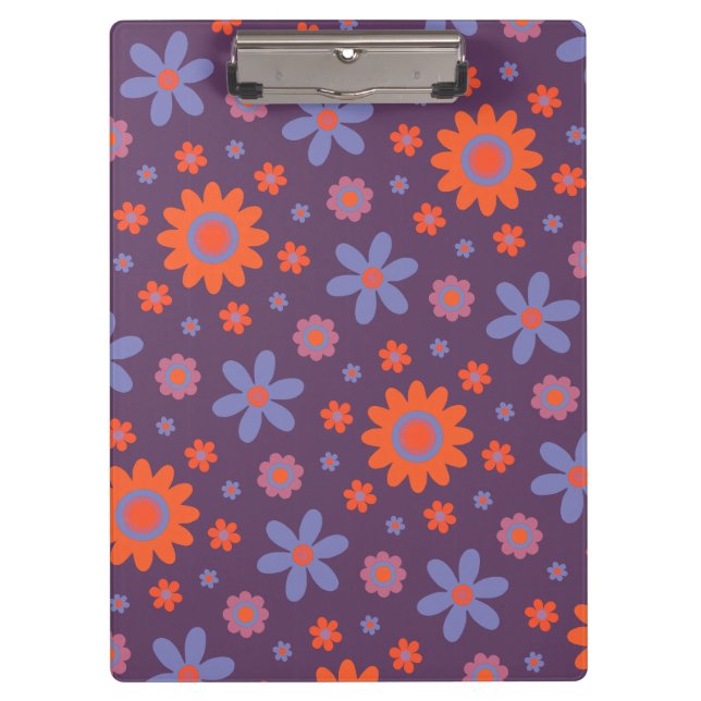 Pranchetas Feliz Flores Retro Cute 70s Hippie Daisy Pattern (Frente)