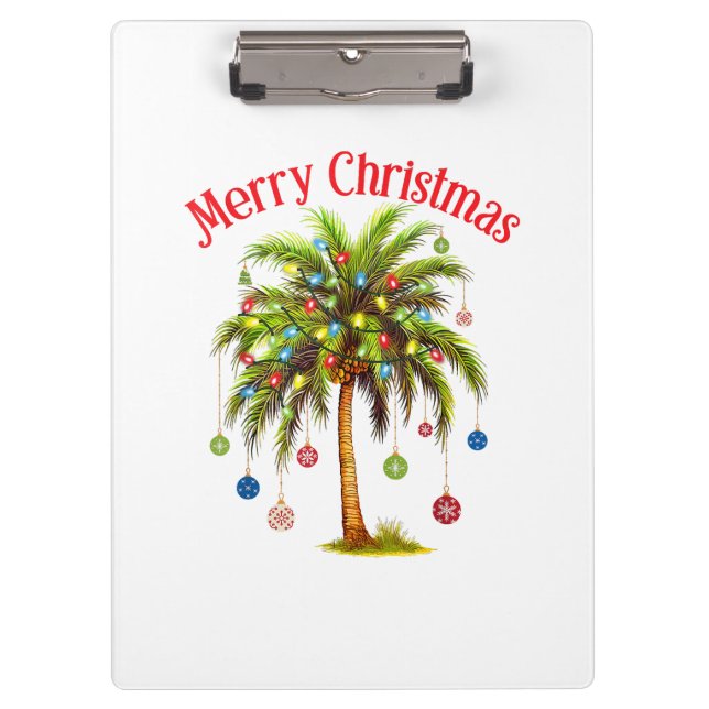 Pranchetas Feliz Natal Palm Tree Light Havaiana Tropical (Frente)