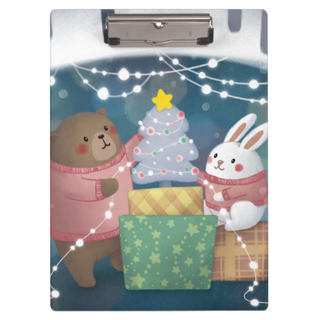 Pranchetas Feliz Natal: Urso e Coelhinho (Frente)