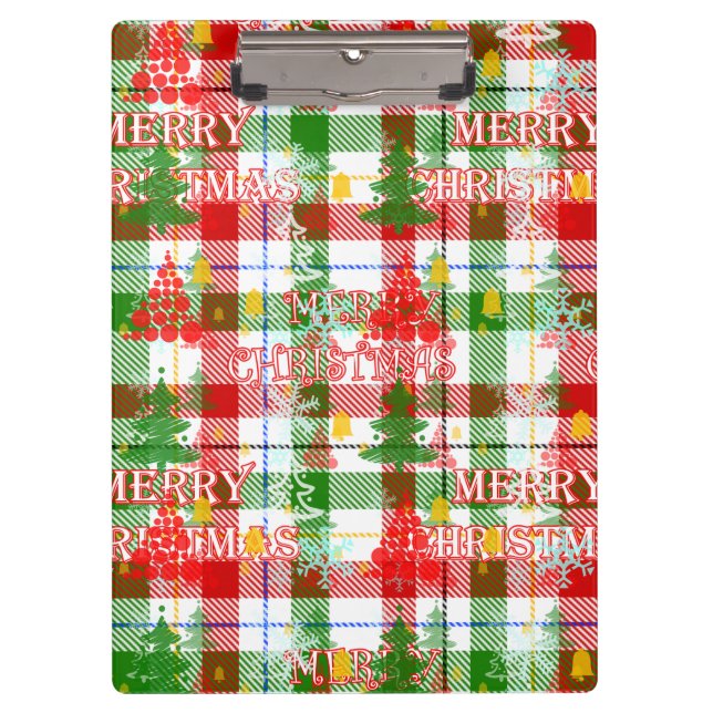 Pranchetas Feliz Natal Xadrez Decorativa Tartan (Frente)
