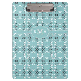 Pranchetas Festive Royal Botanical Robin's Egg Blue Monogram