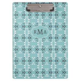 Pranchetas Festive Royal Botanical Robin's Egg Blue Monogram