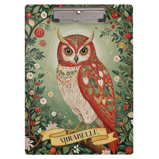 Pranchetas Festivo Foliage Owl Personalizado (Frente)