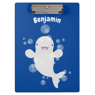 Pranchetas Figura de desenho animado de bolhas de baleia belu