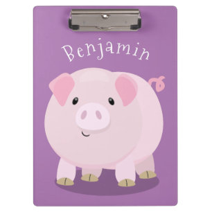 Pranchetas Figura de desenho animado de porco, cor-de-rosa-br