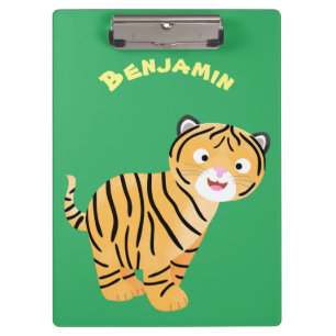 Pranchetas Filhote de tigre feliz e fofo desenho animado