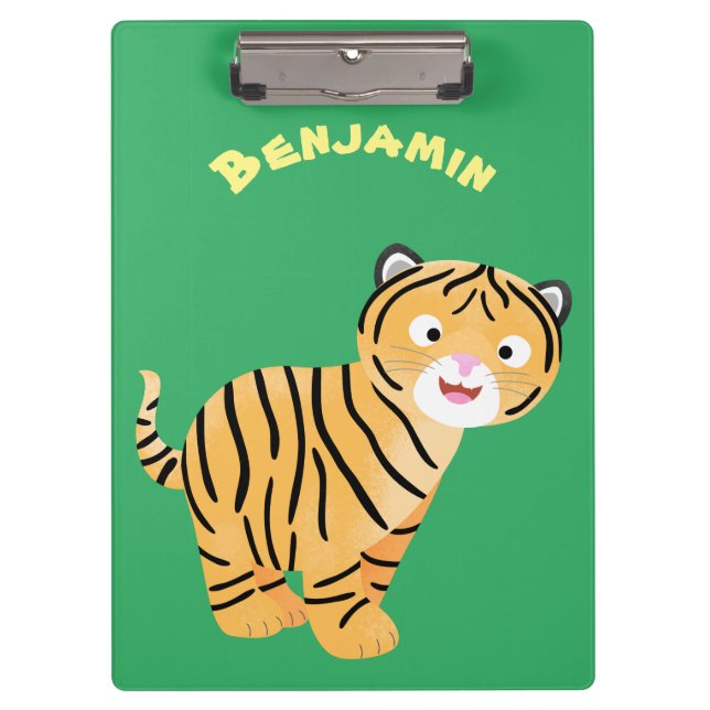 Pranchetas Filhote de tigre feliz e fofo desenho animado (Frente)
