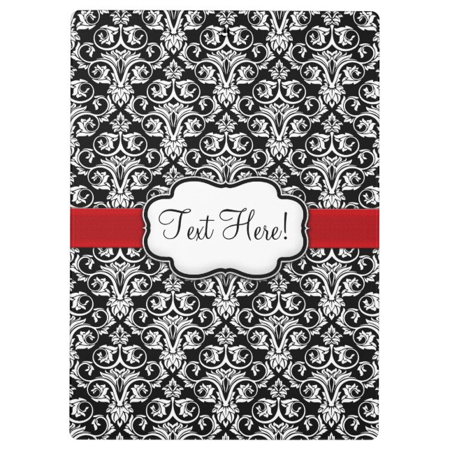 Pranchetas Fita Vermelha Chic Black/White Damask (Verso)