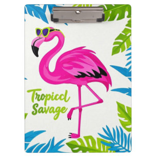 Pranchetas Flamingo rosa Tropical em pé com uma perna só