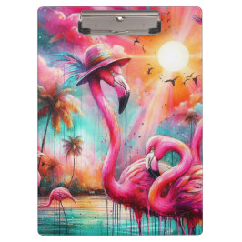 Pranchetas Flamingos Palmeiras, cor-de-rosa Tropical