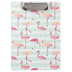 Pranchetas Flamingos retros em listras da hortelã