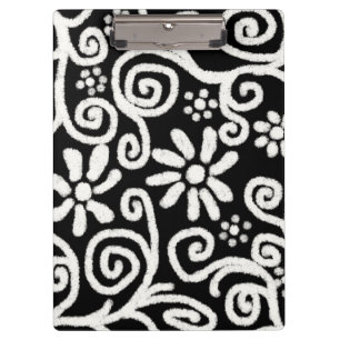 Pranchetas Flor branco preto e espiral flores