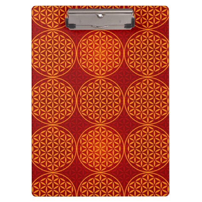 Pranchetas Flor da vida - padrão do selo - vermelho laranja (Frente)