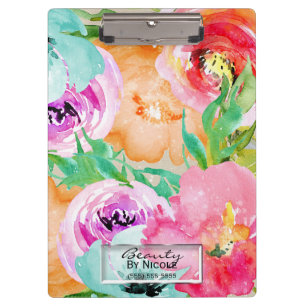 Pranchetas Florais Personalizados de Aquarela em Cores Vibran
