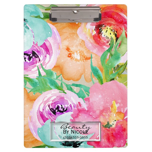 Pranchetas Floral Personalizada Aquarela Cores Vibrantes (Frente)